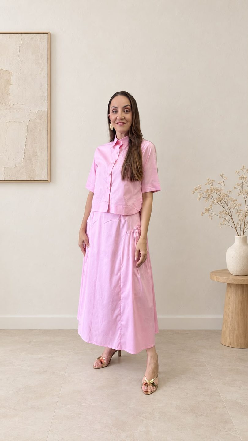 Conjunto Rosa Saia Midi - Denise Zago Concept