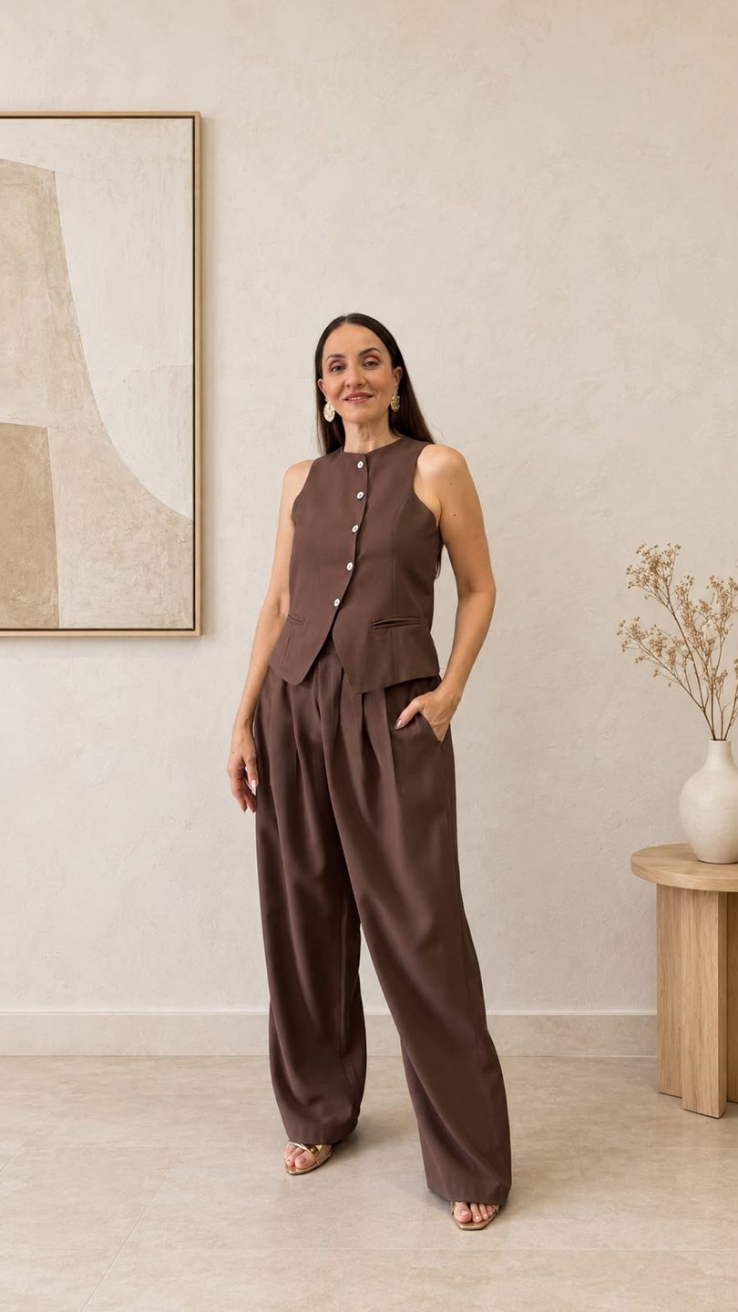 Conjunto Colete Chocolate - Denise Zago Concept
